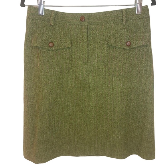 Lilly Pulitzer Wool Blend Olive Green and Pink Striped Pencil Skirt - Picture 1 of 5